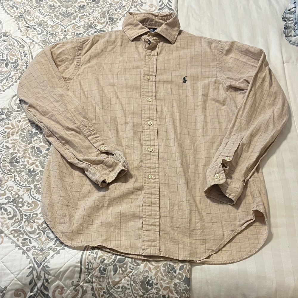 Polo by Ralph Lauren Men's Light Tan Button Down Shirt